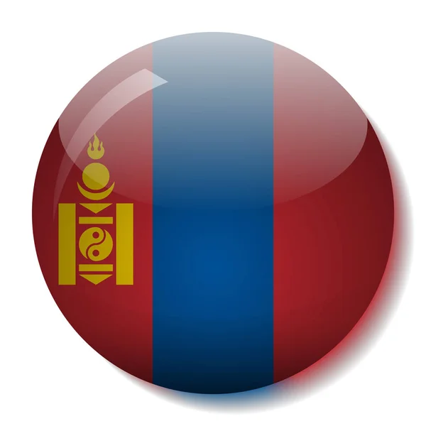 Mongoolse vlag glas knop vectorillustratie — Stockvector