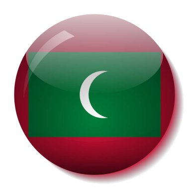Maldivler bayrağı düğmesini vektör çizim cam