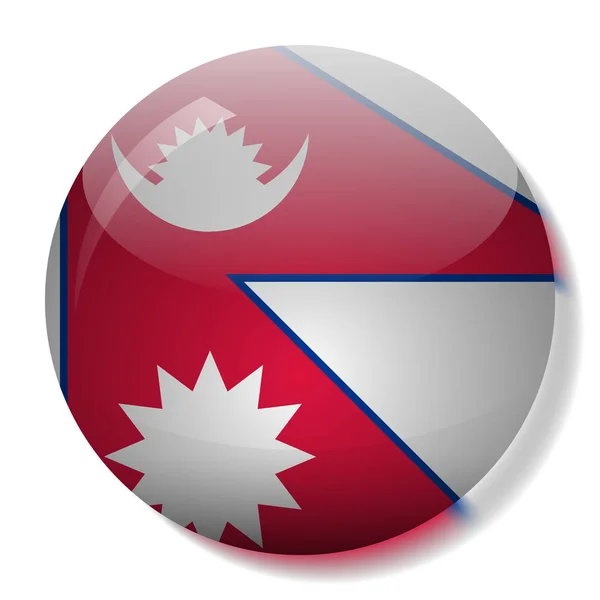 ネパールの旗ガラス ボタン ベクトル図 — ストックベクタ