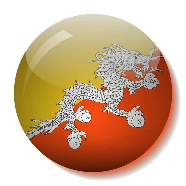 Bhoutan drapeau verre bouton vecteur illustration — Image vectorielle