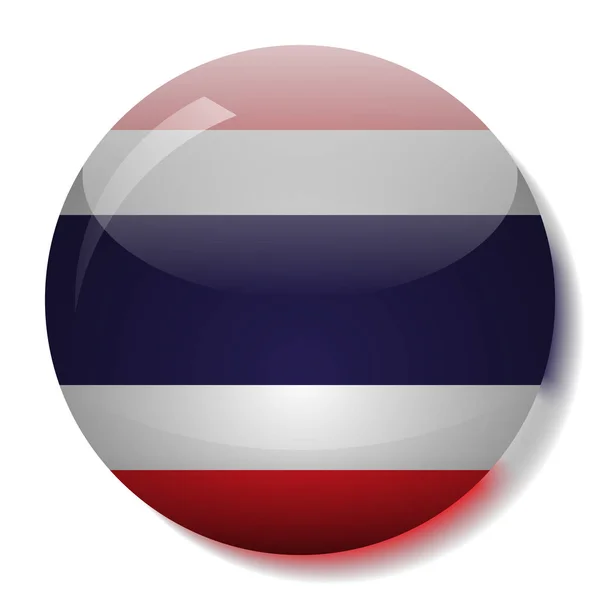Tajski flagi szklany przycisk wektor ilustracja — Wektor stockowy