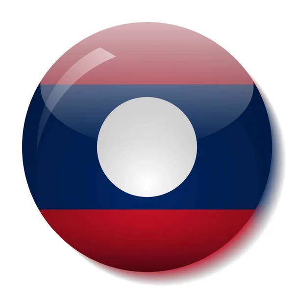 Laos flagga glas knappen vektorillustration — Stock vektor