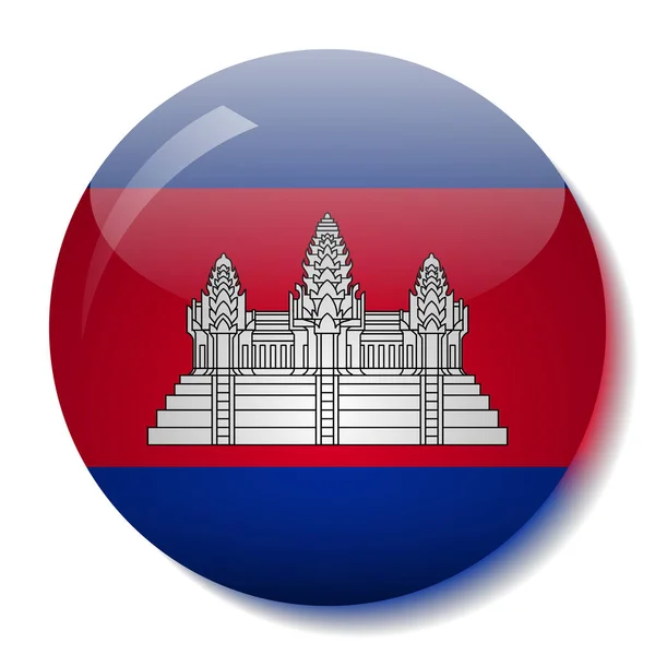 Flaga Kambodży szklany przycisk wektor ilustracja — Wektor stockowy