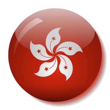 Hong Kong bayrağı düğmesini vektör çizim cam