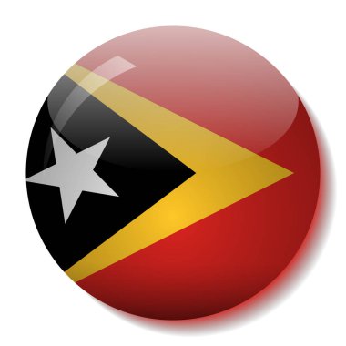 Doğu Timor bayrağı düğmesini vektör çizim cam