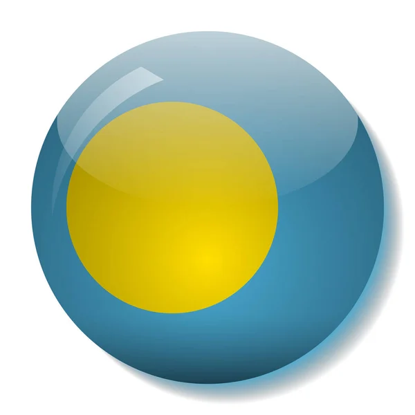 パラオ国旗ガラス ボタン ベクトル図 — ストックベクタ