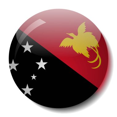Papua Yeni Gine bayrağı düğmesini vektör çizim cam