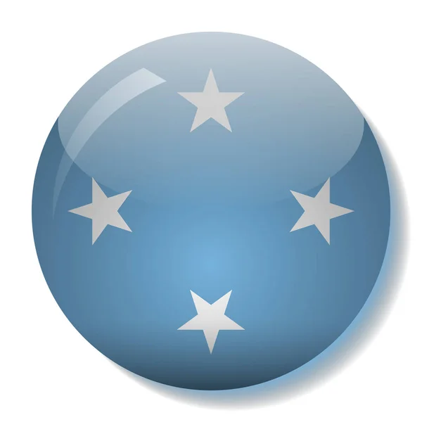 ミクロネシア連邦の国旗ガラス ボタン ベクトル図 — ストックベクタ