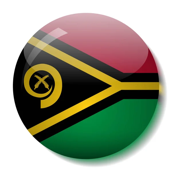 Vanuatu bandeira vidro botão vetor ilustração —  Vetores de Stock