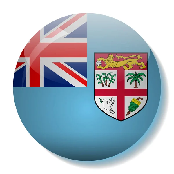 Σημαία των Φίτζι γυαλί κουμπί εικονογράφηση διάνυσμα — Διανυσματικό Αρχείο