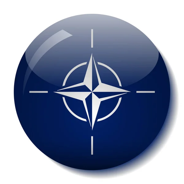NAVO-vlag glas knop vectorillustratie — Stockvector