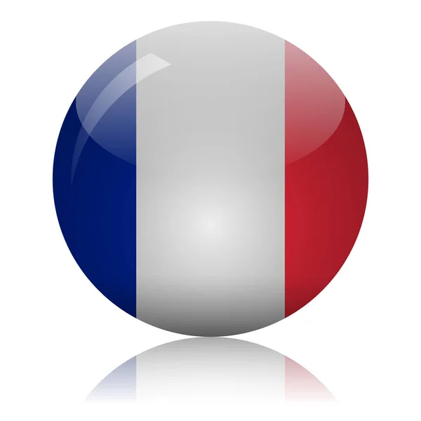 Γαλλική σημαία γυαλί εικονίδιο διανυσματική εικόνα — Διανυσματικό Αρχείο