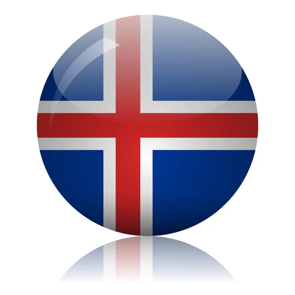 Islandia bandera icono de vidrio vector ilustración — Archivo Imágenes Vectoriales