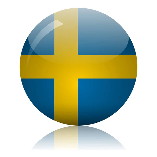 Bandera sueca icono de vidrio vector ilustración — Archivo Imágenes Vectoriales