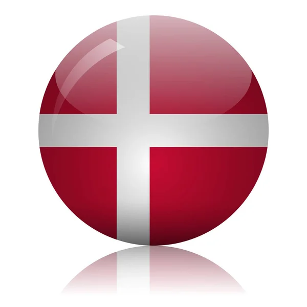 Bandera danesa icono de vidrio vector ilustración — Archivo Imágenes Vectoriales