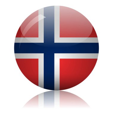 Norveç bayrağı cam ikon vektör illüstrasyonu