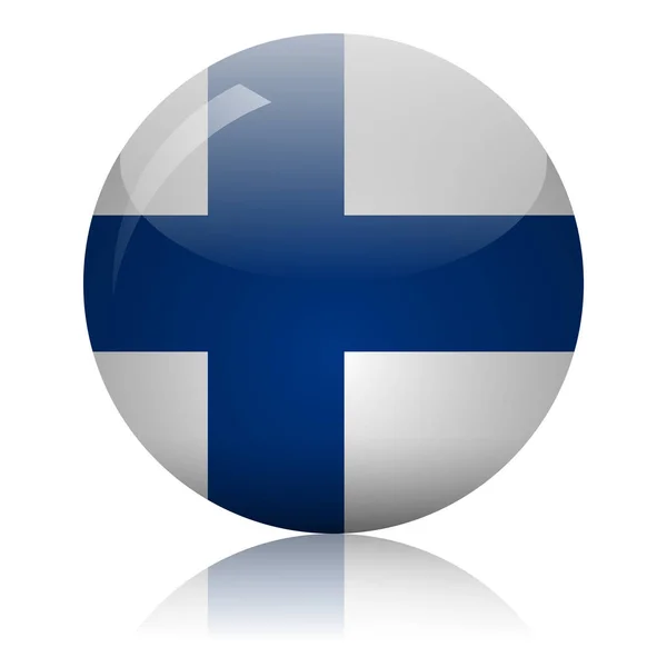 Bandera finlandesa icono de vidrio vector ilustración — Archivo Imágenes Vectoriales