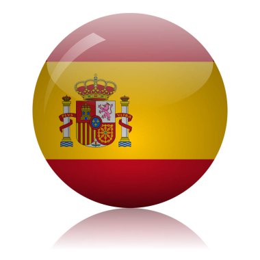 İspanyol bayrağı cam ikon vektör illüstrasyonu