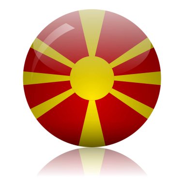 Makedon bayrağı cam ikon vektör illüstrasyonu