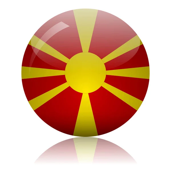 Bandera de Macedonia icono de vidrio vector ilustración — Archivo Imágenes Vectoriales