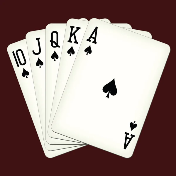 Royal Flush of spades - ilustração vetorial de cartas de baralho — Vetor de Stock