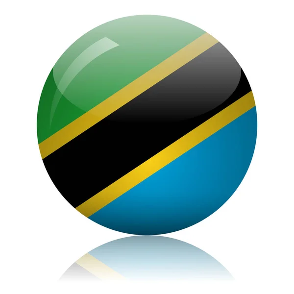 Bola Vidro Bandeira Tanzânia Ilustração Vetor Superfície Espelho Luz —  Vetores de Stock