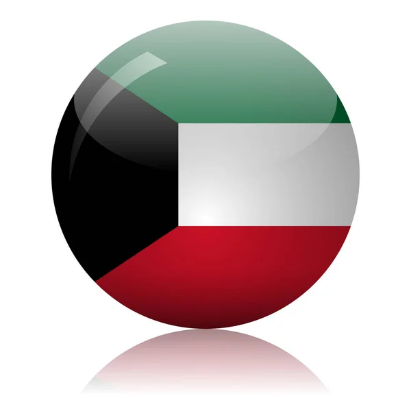 Kuwaiti Bandeira Bola Vidro Espelho Luz Superfície Vetor Ilustração — Vetor de Stock