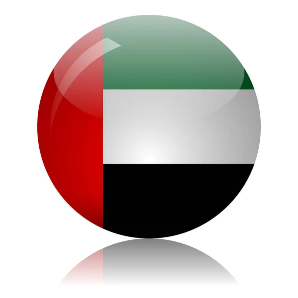 アラブ首長国連邦ライトミラー表面ベクトルイラスト上のフラグガラスボール — ストックベクタ