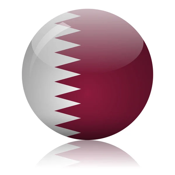 Qatari Flag Glass Ball Light Mirror Surface Vector Illustration — Stock Vector