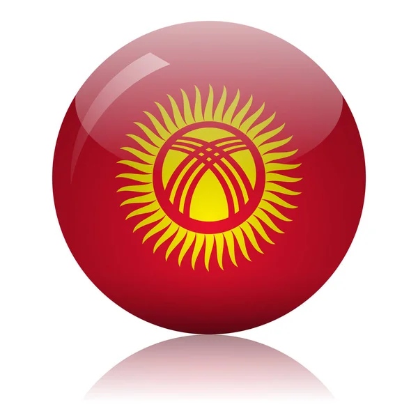 Kirgisistan Flagge Glaskugel Auf Licht Spiegel Oberfläche Vektorillustration — Stockvektor