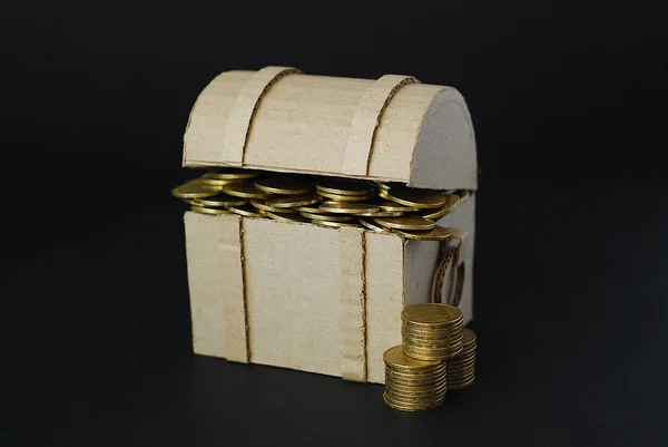 Pirate chest and coins money