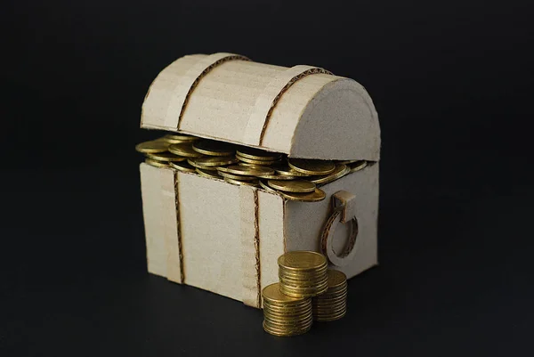 Pirate chest and coins money