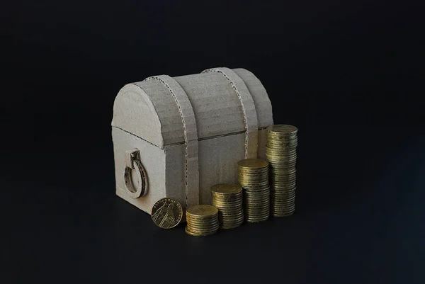 Pirate chest and coins money