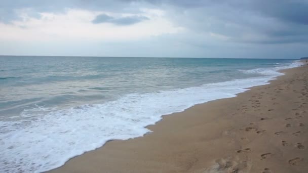 Slow motion agent immobilier tournage vidéo sur les parcelles de terrain au bord de la mer à vendre . — Video