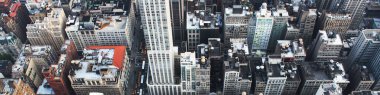 New York üst görünümden cityscape gökdelenler ile başlık için banner.