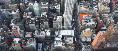 New York üst görünümden cityscape gökdelenler ile bayrağı.