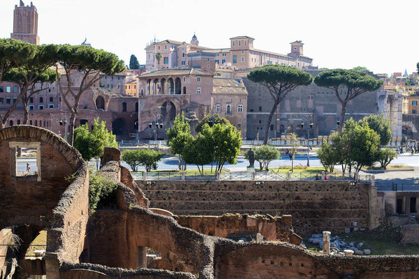 Antique Rome and Roman Forum in Italy.