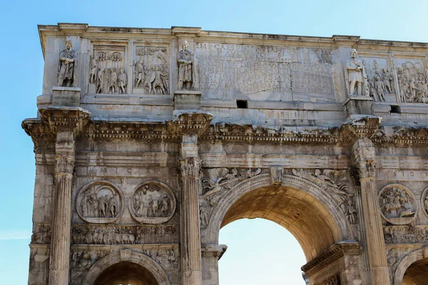 Closeup arch of Constantine in Rome, Italy. Stock Image