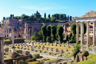 Şaşırtıcı Roma Forumu, kemerler ve sütunlar Roma, İtalya.