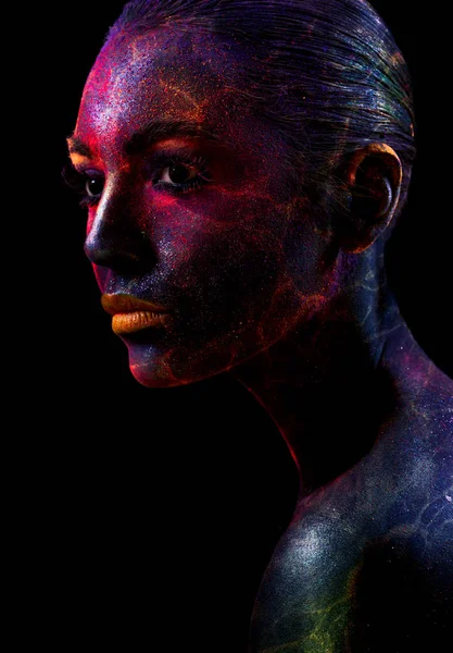 Smyslový model s barevnou tváří — Stock fotografie