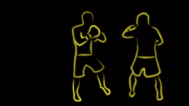 Два бойца кикбоксинга, борющиеся с мультипликацией — стоковое видео