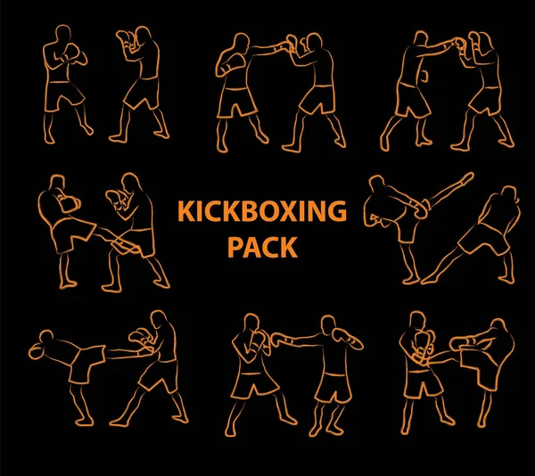 Két kick-box-harcosok, harci stílus karikatúra — Stock Vector