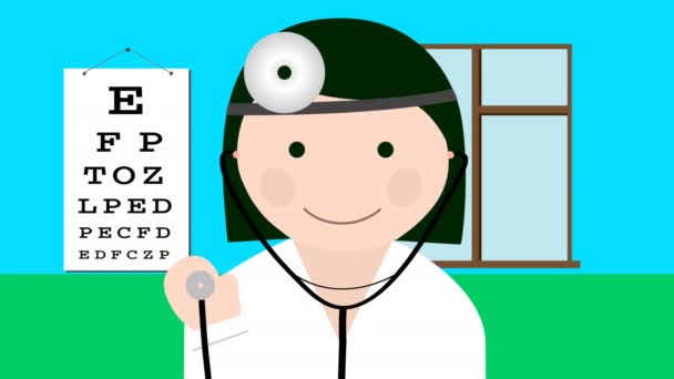 Доктор в форме с анимацией петли стетоскопа — стоковое видео