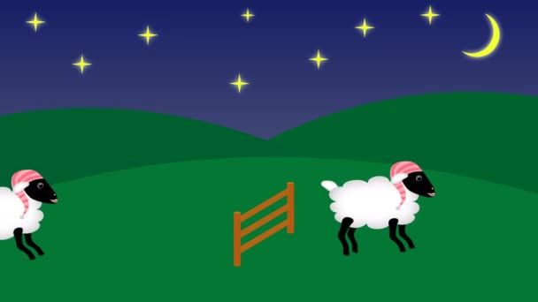 Compter les moutons qui sautent au-dessus d'une clôture en bois — Video