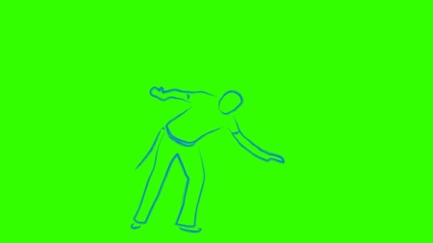 Brazilian Capoeira Dancer Training Batido Loop Animation Green Screen Ready — Stock Video