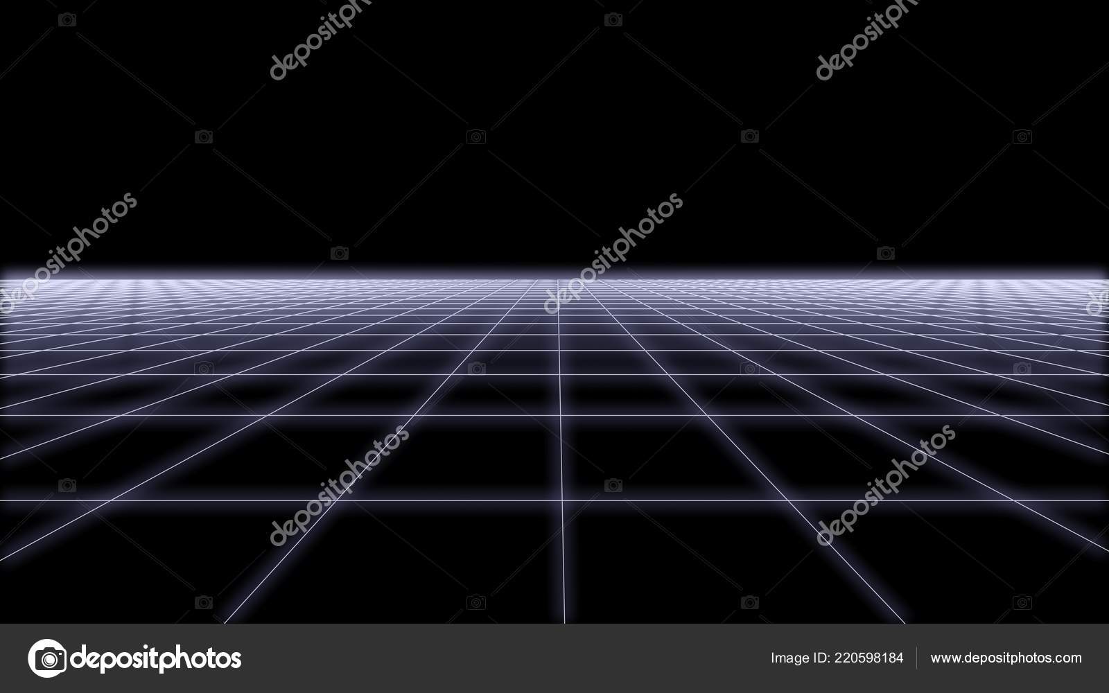 80s Retro Futurism wireframe Background 3d render 2 Stock Photo by