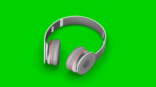 Casque Sans Fil Gris Isolé Sur Écran Vert Chroma Touche — Video