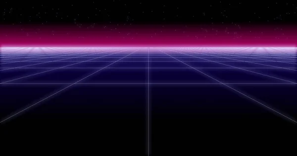 Net synthwave 레트로 배경 별 3d 렌더링 — 스톡 사진