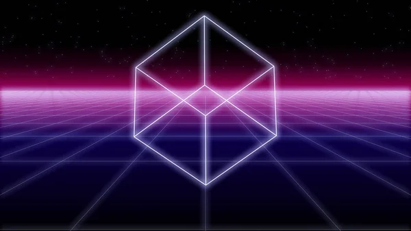 Moduł synthwave na tle Retro 3d render — Zdjęcie stockowe