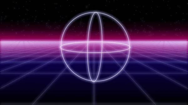 Synthwave şekiller Retro bir arka plan üzerinde 3d render — Stok fotoğraf